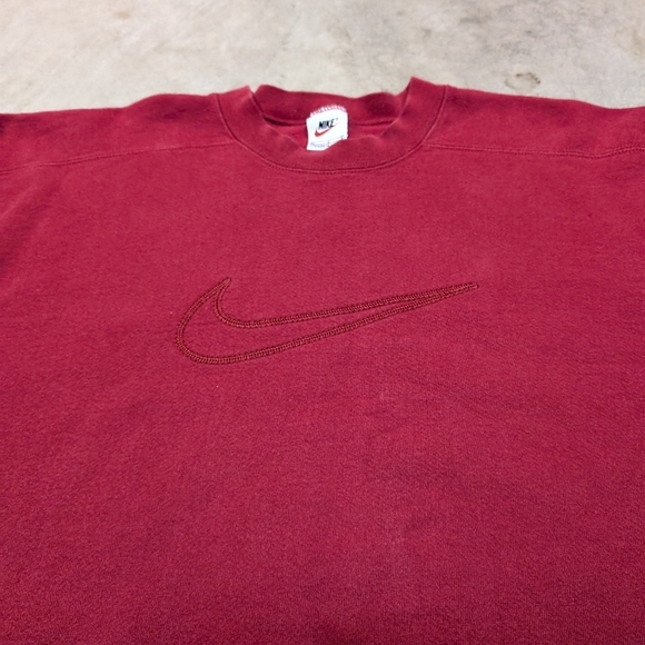 VTG 90s Nike Sweatshirt Crew Neck Mens L USA Made Center Swoosh Red - Picture 2 of 7